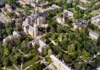 An aerial view of the University of Notre Dame's center campus. An aerial view of the University of Notre Dame's center campus.