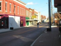 Downtown Horse Cave, December 2006, looking Eastward down Main Street/HWY-218. The cave opening is to the right. Downtown Horse Cave, December 2006, looking Eastward down Main Street/HWY-218. The cave opening is to the right.