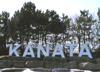 Three-metre-high sign at Kanata's eastern boundary Three-metre-high sign at Kanata's eastern boundary