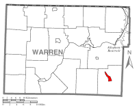 Location of Sheffield in Warren County Location of Sheffield in Warren County